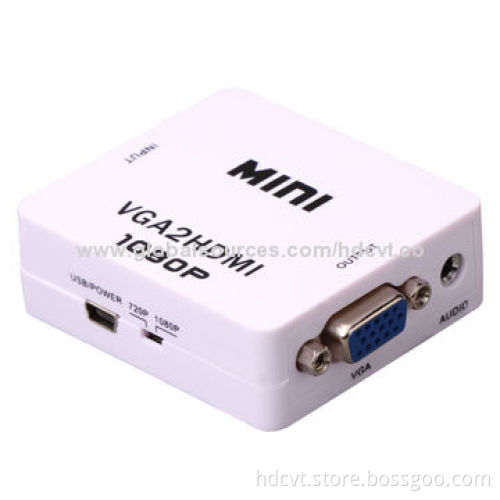 Mini VGA to HDMI Up Scaler, 1,080P, Measures 66 x 55 x 20mm